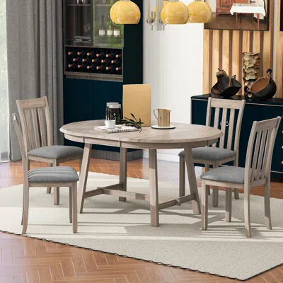 Streamdale Furniture Streamdale 5-piece Round Extendable Dining Table Set With Chairs
