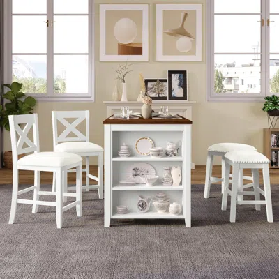 Streamdale Furniture Streamdale 5-piece Rustic Farmhouse Bar Table Set
