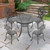 Streamdale Furniture Streamdale 5-piece Set Of All-weather Cast Aluminum Dining Furniture Set With Black Frame