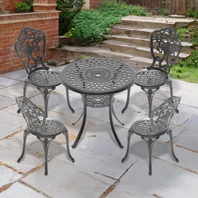 STREAMDALE FURNITURE STREAMDALE 5-PIECE SET OF ALL-WEATHER CAST ALUMINUM DINING FURNITURE