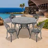 Streamdale Furniture Streamdale 5-piece Set Of All-weather Cast Aluminum Dining Furniture Set With Black Frame