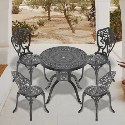 STREAMDALE FURNITURE STREAMDALE 5-PIECE SET OF ALL-WEATHER CAST ALUMINUM DINING FURNITURE SET