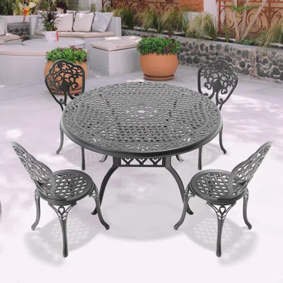 STREAMDALE FURNITURE STREAMDALE 5-PIECE SET OF ALL-WEATHER CAST ALUMINUM DINING FURNITURE SET