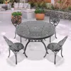 Streamdale Furniture Streamdale 5-piece Set Of All-weather Cast Aluminum Dining Furniture Set With Black Frame In Gray