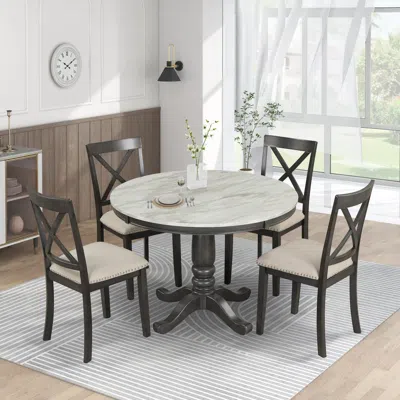 Streamdale Furniture Streamdale 5 Pieces Dining Table And Chairs Set For 4 Persons