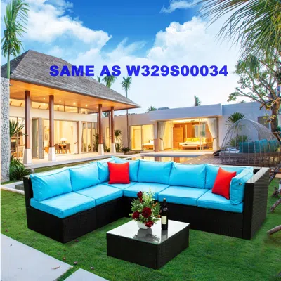 Streamdale Furniture Streamdale 5 Pieces Pe Rattan Sectional Outdoor Furniture Cushioned U Sofa Set