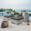 Streamdale Furniture Streamdale 5 Pieces Pe Wicker Sectional Sofa Set With Gray Cushion