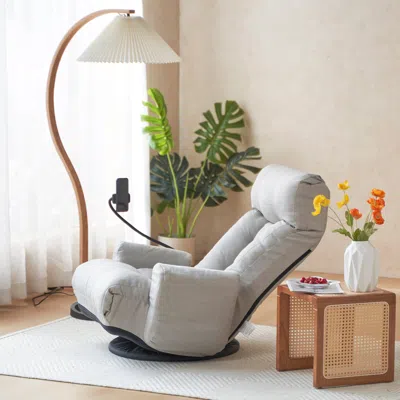 Streamdale Furniture Streamdale 5-position Ergonomic Lounge Sofa Chair With Phone Holder And Rotatable Design In Gray