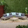 Streamdale Furniture Streamdale 5-seater Acacia Wood Patio Sofa With Cushion And Side Tables