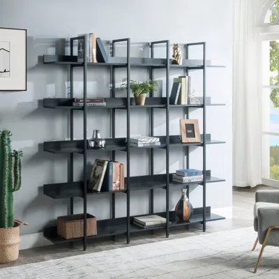 Streamdale Furniture Streamdale 5 Tier Bookcase, Industrial Style Shelf
