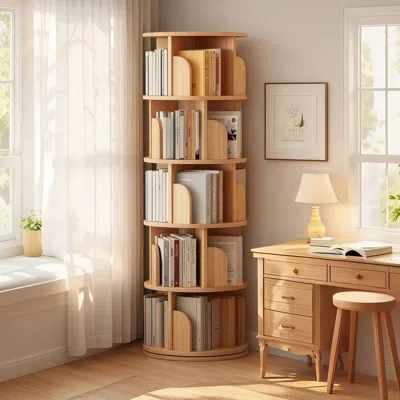 Streamdale Furniture Streamdale 5-tier Rotating Bookshelf - 360degree Display, Space-saving