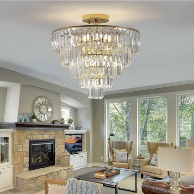 Streamdale Furniture Streamdale 5-tier Round Crystal Chandelier For Modern Home Decor In Multi