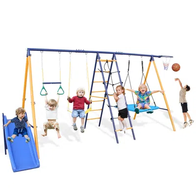 Streamdale Furniture Streamdale 500 Lbs 7 In 1 Swing Set For Kids Backyard Outdoor A-frame Heavy-duty Metal Swing Sets Wi