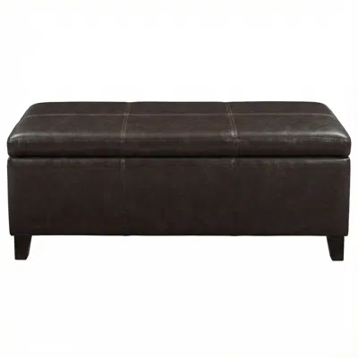 Streamdale Furniture Streamdale 50.25" Wide Distressed Brown Faux Leather Storage Ottoman Bench In Black
