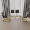 Streamdale Furniture Streamdale 51" Glass Dining Set [4 Chairs] + Golden Legs