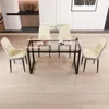 Streamdale Furniture Streamdale 51" Glass Dining Table Set With 4 Chairs - Modern Kitchen
