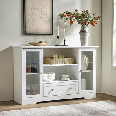 Streamdale Furniture Streamdale 51" Sideboard Buffet Cabinet - Kitchen Storage, Farmhouse White