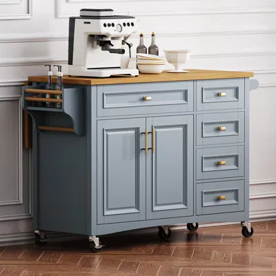 Streamdale Furniture Streamdale 52" Kitchen Island With Drop Leaf, Spice Rack & Storage