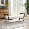 Streamdale Furniture Streamdale 52" Mid Century Bench With Walnut Wood Leg, Channeled Upholstered Footrest Stool In White