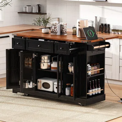 Streamdale Furniture Streamdale 53" Farmhouse Kitchen Island Cart