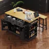 Streamdale Furniture Streamdale 53" Kitchen Island Cart With Power Outlet, Storage, And Side Racks