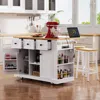Streamdale Furniture Streamdale 53" Kitchen Island With Bar Stools & Storage