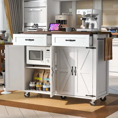 Streamdale Furniture Streamdale 53.5" Farmhouse Kitchen Island With Power Outlet