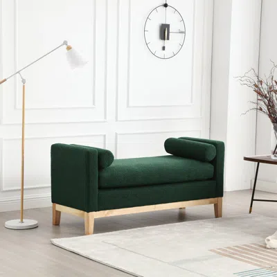 Streamdale Furniture Streamdale 53.5"w Elegant Upholstered Bench, Ottoman In Green