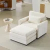 Streamdale Furniture Streamdale 54" Plush Cloud Sofa With Ottoman & Cushions (beige) In White