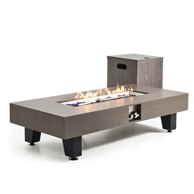 Streamdale Furniture Streamdale 54" Propane Fire Pit Table W/ Rain Cover, 50,000 Btu Rectangular Heater In Gray