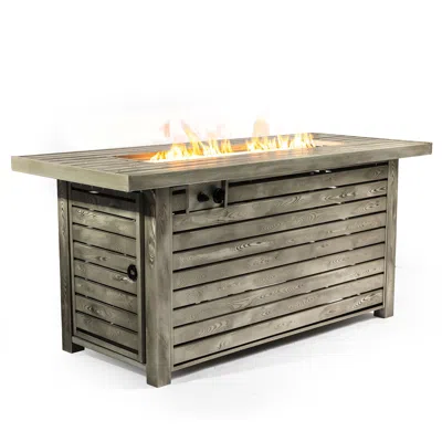 Streamdale Furniture Streamdale 54inch Outdoor Fire Table Steel Fire Pit Table With Wood Grain Surface