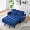 Streamdale Furniture Streamdale 55" Blue Velvet Sofa Bed With Pockets