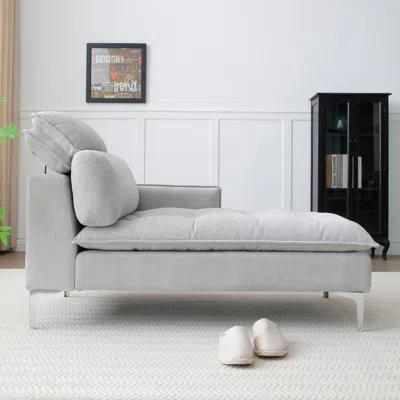 Streamdale Furniture Streamdale 55" Chaise Lounge Sofa Left Armrest, Pillow, Tufted