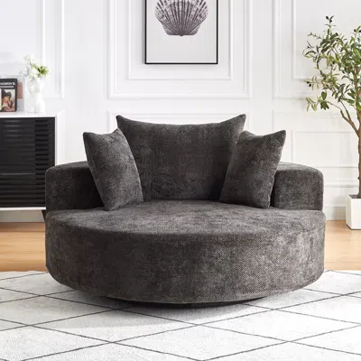Streamdale Furniture Streamdale 55" Chenille Swivel Sleeper Chair