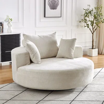 Streamdale Furniture Streamdale 55" Chenille Swivel Sleeper Chair