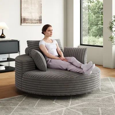 Streamdale Furniture Streamdale 55" Corduroy Swivel Sleeper Chair