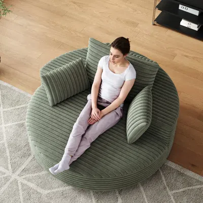 Streamdale Furniture Streamdale 55" Corduroy Swivel Sleeper Chair