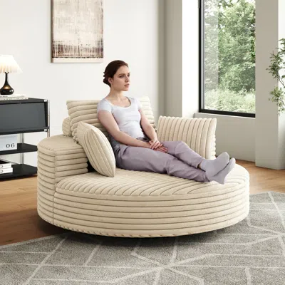Streamdale Furniture Streamdale 55" Corduroy Swivel Sleeper Chair