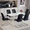 Streamdale Furniture Streamdale 55" Cream White Dining Set: Table & 6 Black Chairs