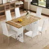 Streamdale Furniture Streamdale 55" Dining Table & 6 White Chairs - Minimalist Style