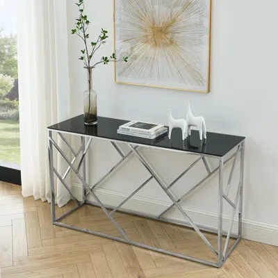 Streamdale Furniture Streamdale 55" Gold Glass Console Table