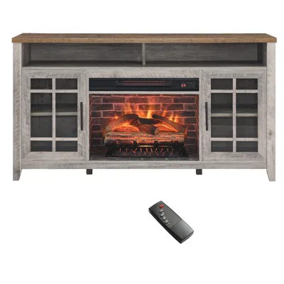 Streamdale Furniture Streamdale 55 Inch Tv Media Stand With Electric Fireplace Kd Inserts Heater
