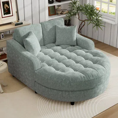 Streamdale Furniture Streamdale 55" Modern Chaise Lounge Sofa Bed, Tufted, Misty Green
