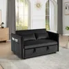 Streamdale Furniture Streamdale 55" Velvet Futon Sofa Bed With Pillows & Side Pockets