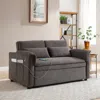 Streamdale Furniture Streamdale 55" Velvet Pull Out Sofa Bed W/ Usb, Pockets, Pillows - Grey In Brown
