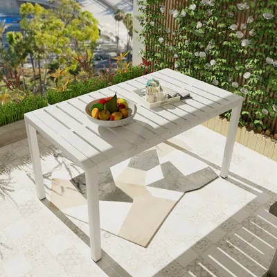 Streamdale Furniture Streamdale 55" White Modern Table - Indoor/outdoor Dining, Patio, Garden