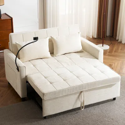 Streamdale Furniture Streamdale 56.9" Sofa Bed With Reversible Cushions, Pockets, Usb & Phone Holder