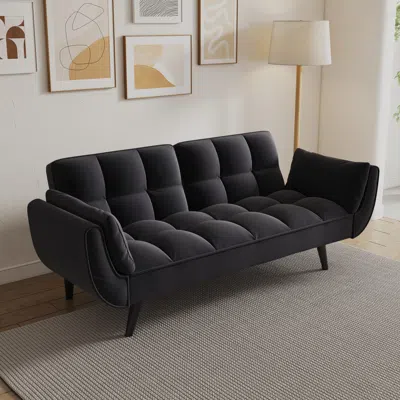 Streamdale Furniture Streamdale 57" Black Sofa With Pillows