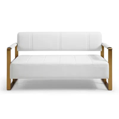 Streamdale Furniture Streamdale 57.9" Width Modern Upholstery Faux Bonded Leather Loveseat Sofa