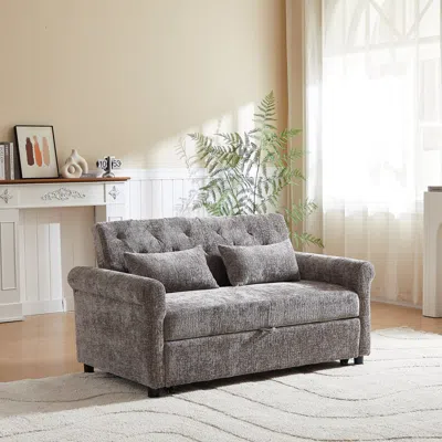 Streamdale Furniture Streamdale 58" Chenille 3-in-1 Loveseat Sofa Bed Sleeper With Pillows